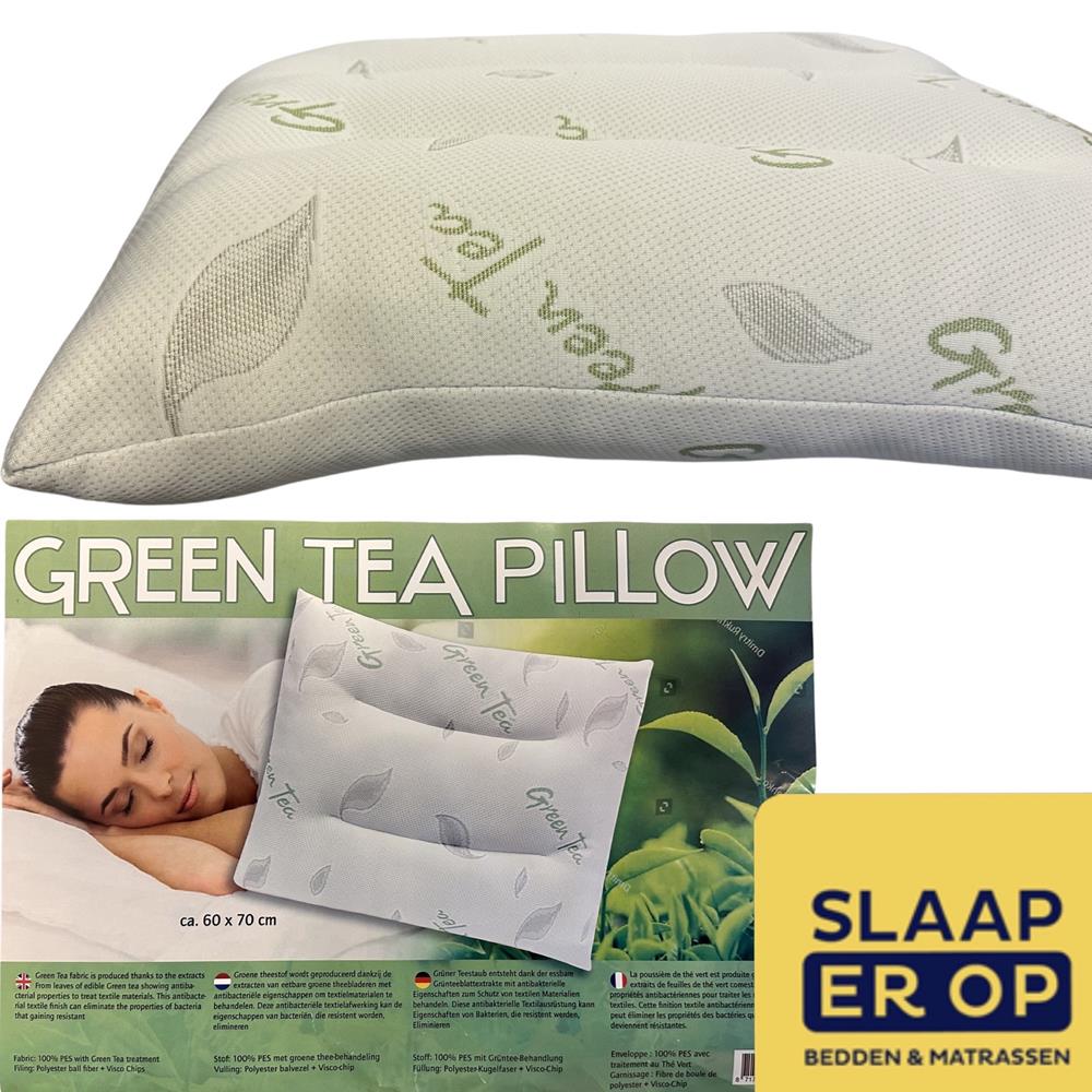 samenwerken textuur Luchtvaart Green Tea Pillow hoofdkussen 60x70 cm neklijnen - Slaap er op